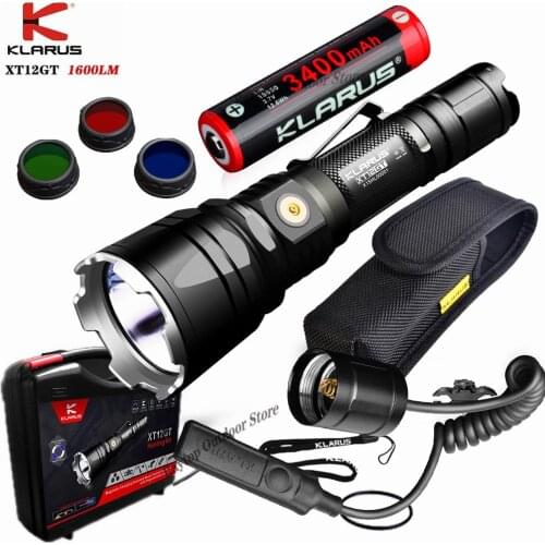 KLARUS XT12GT Flashlight Hunting Kit (Inc. FT12 filter *3 TRS1 Switch *1 MGM-8*1 etc) For Camping Tactical Operations