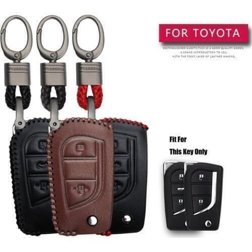 Leather Car Key Case Cover For Toyota Hilux Corolla avensis Prado Fortuner RAV4 CHR Protection Key Shell Skin Bag Only case