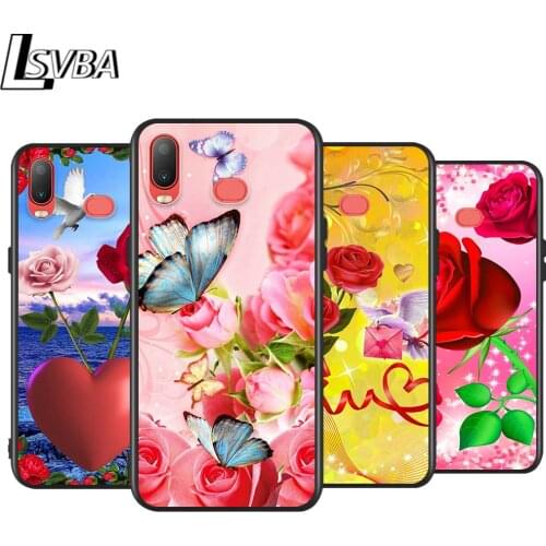 Red Flower Butterfly for Samsung Galaxy A9 A8 Star A750 A7 A6 A5 A3 Plus 2018 2017 2016 Black Phone Case Soft Cover