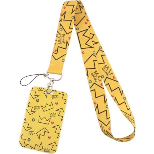 LX556 Office Card Sets ID Badge Case Clear Bank Credit Card Badge Holder Cartoon Anime Lanyards Imperial Crown Keychain