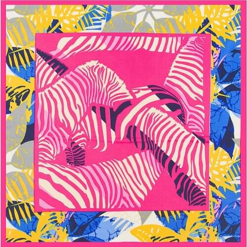 MENGLINXI 60cm*60cm 2021 New Luxury Brand Spring Leaves Women Twill Silk Scarf Small Square Scarves Print Headband Hijab