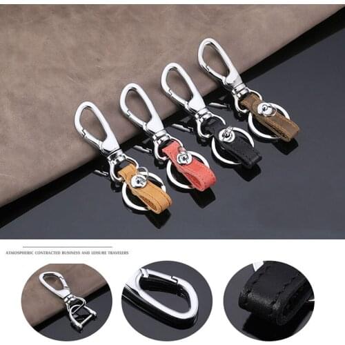 CDCOTN Fashion Car keychain Metal Leather Car Key Holder Mens Waist Hanging Pendant Gorseshoe Buckle Car Key Rings Accessories