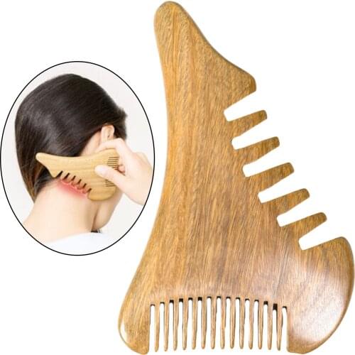 Natural Wooden Wide Tooth Hair Beard Pick Comb Wooden Travel Frizz Free for Scalp Massage Thick Hair Curly Hair