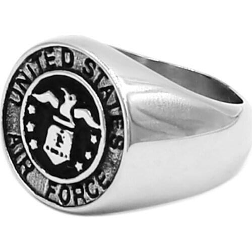 Wholesale United States Air Force Ring Stainless Steel Jewelry Military Ring Motor Biker Ring For Men SWR0731