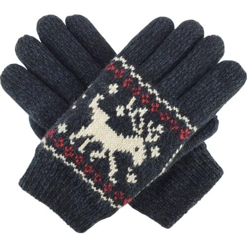 Bruceriver Women Reindeers Knit Gloves with Warm Thinsulate Fleece Lining