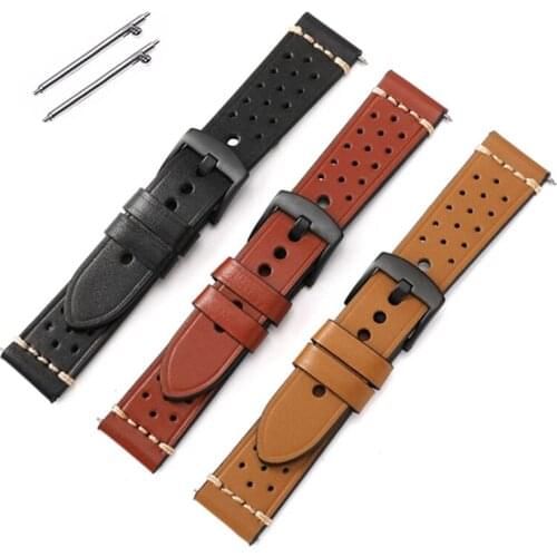 18mm 20mm 22mm 24mm Quick Release Strap For Samsung Watch 3 46mm 44mm 42mm 40mm Cow leather Watchband For Huawei gt2 moto360 II