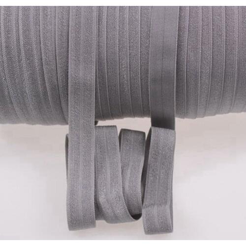 T.R RIBBON #012 silver 5/8" FOE elastic solid Fold Over Elastic FOE for hair ties headband accessaries 50yards and 100yards/lot