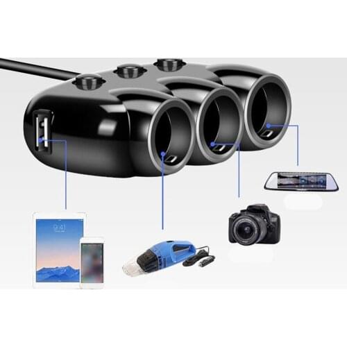 12-24V 3 Socket USB Auto Car Cigarette Lighter Socket Splitter Multifunction Charger Plug Adapter Quick Charger Accessories