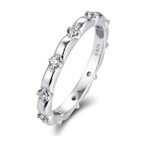 Flower Petals Band Spring Engagement Ring Jewelry 925 Sterling Silver Rings for Women Pave Stones Fashion Silver Ring Jewellery