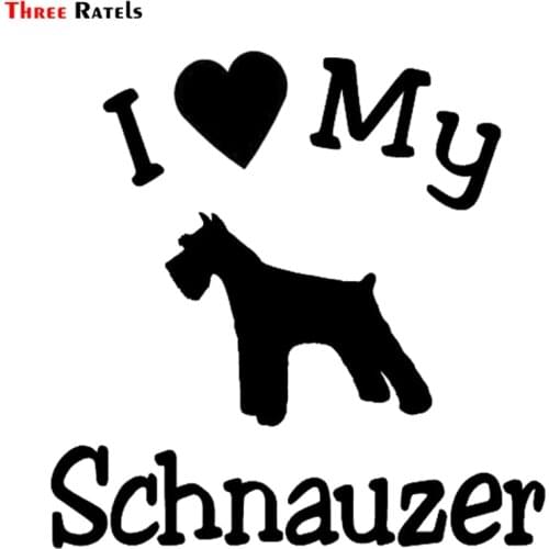 Three Ratels FTZ-203# 15x15cm Dog Car Stickers Funny Wrap Vinyl I Love Schnauzer Both Body Film Auto styling Cars Accessories