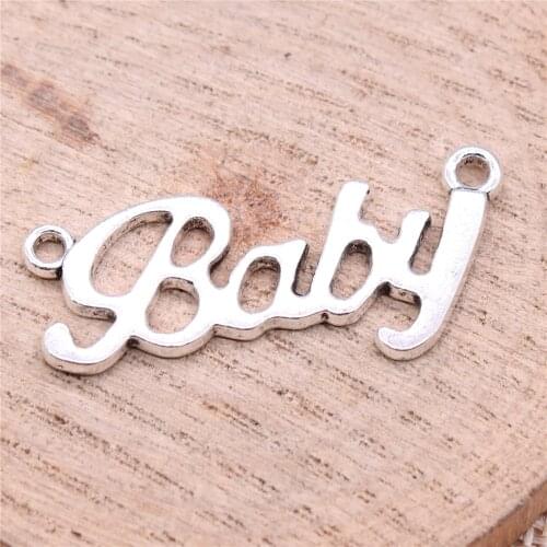 WYSIWYG 10pcs 38x17mm Baby Connector Charm Pendants For Jewelry Making Antique Silver Color Baby Pendants Charm Baby Connector