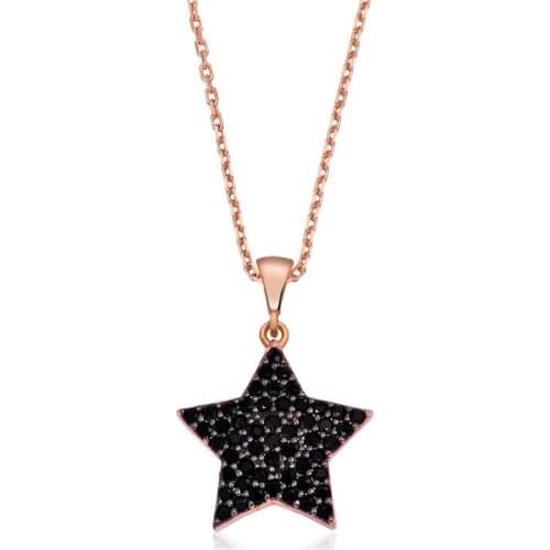 Silver Black Cubic Zirconia Star Women 'S Necklace