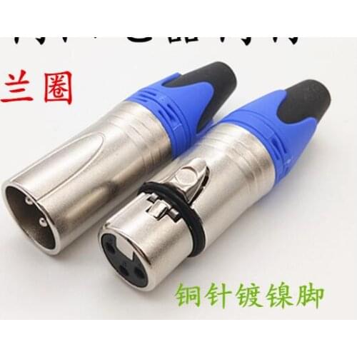 10pairs 3-pin card smashing pin male and female head XLR balanced sound box microphone microphone connector Canon plug blue red