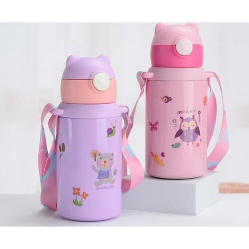 2021 New Cartoon Childrens Thermos Bottle Students Portable Water Bottle Baby Outdoor Kettle Trendy Brand Straw Cup