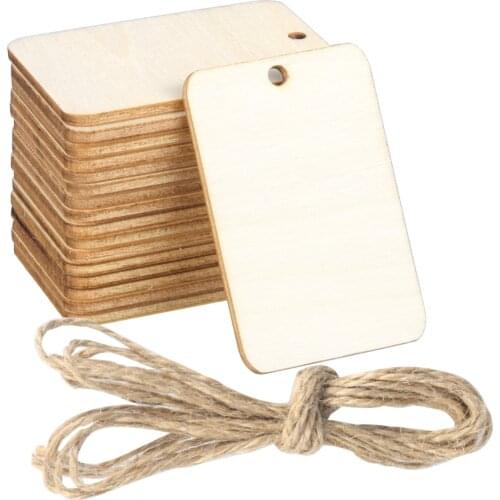 25/50/100PCS Wood Tag DIY Labels Card Hang Tag Wedding Party Note Blank Price Hang Tag Wooden Pieces Gift Wrapping Supplies