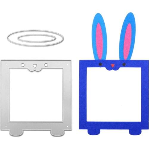 3pcs/Set Cute Bunny Square Metal Cutting Dies Stencil for DIY Scrapbooking Photo Album Embossing Paper Cards Decorative Crafts