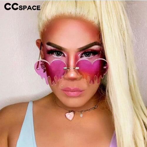 49128 Frameless Heart-shaped Sunglasses Men Women Fashion Shades UV400 Vintage Glasses