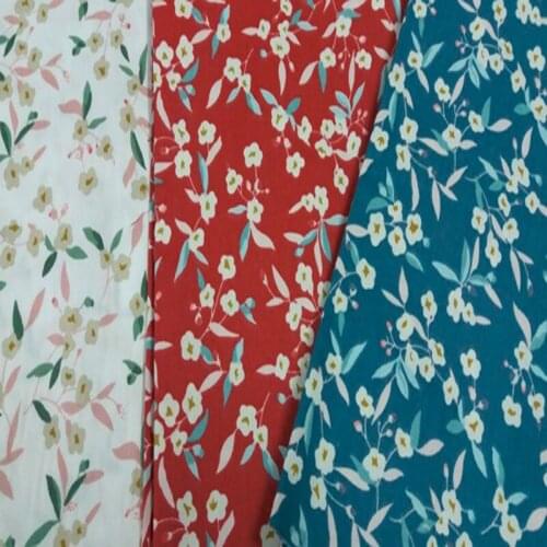 50x40cm Pretty 3 Colors Spring Long Leaf Small Flower cotton fabric bundle ForDoll Cloth Dress Sewing