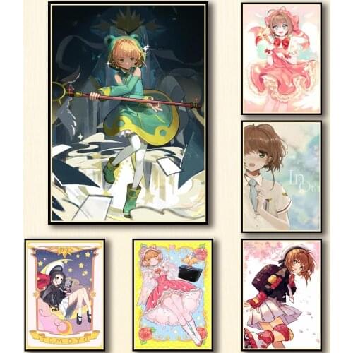 WTQ Anime Posters Card Captor Sakura Canvas Painting Wall Decor Retro Poster Wall Art Picture for Living Room Decor Home Deco