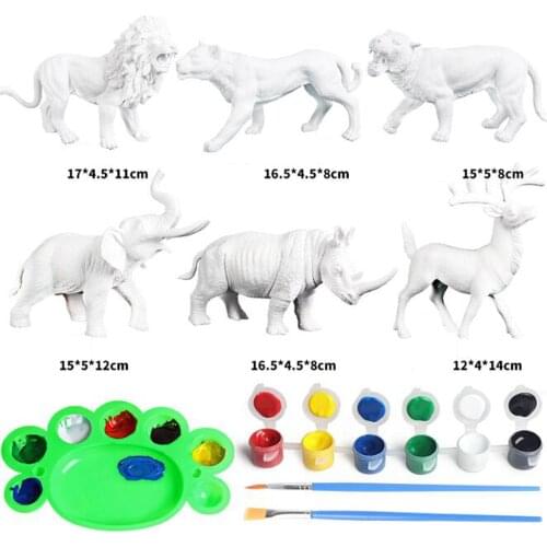 Freeship New DIY paint dinosaurs figures 6pc dino jungle animals with painting craft kits toys for children arts crafts DIY toys