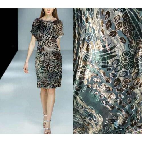 Free Silk Cotton Fabric High tecido Silk Velvet fabrics dress Curtains tissu green Flowers Leaf silk fabric Wholesale Retail