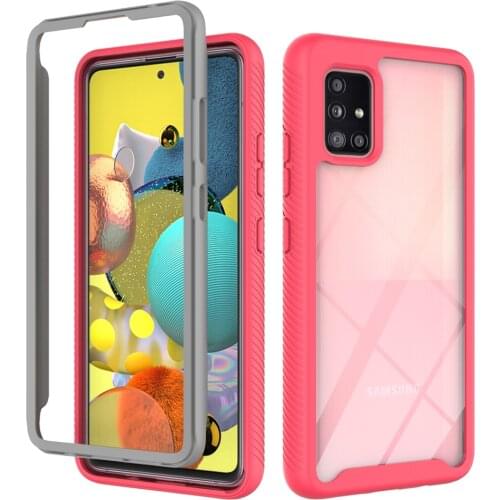 Anti fall 360 Color border Transparent 2 in 1 Phone Case For Samsung Galaxy A51 A71 4G 5G A21S A41 A21 A11 A31 A01 PC Back Cover