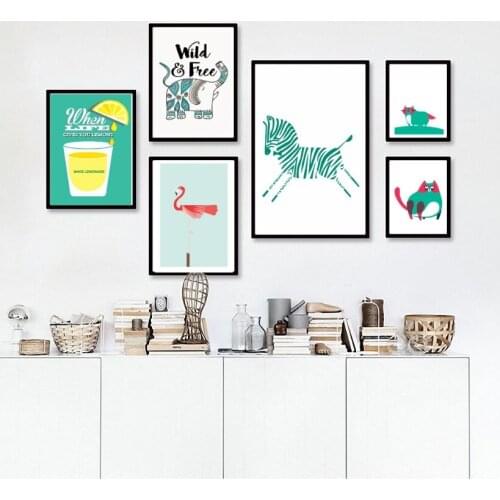 Lankshear Nordic Style Mint Green Decorative Paintings Modular Picture Wall Art Canvas Painting for Living Room No Framed