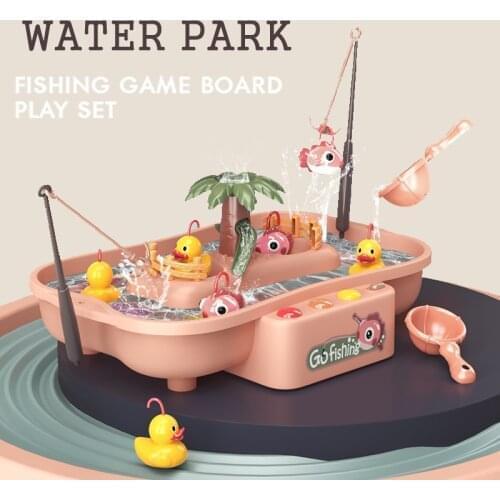 Childrens Magnetic Fishing Toy Music Electric Circulation Fishing Duck Fishing Platform Water Play Game Toys for Kids Gift