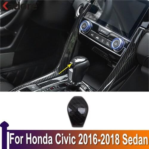 For Honda Civic 2016 2017 2018 Sedan Interior Trim Gear Shift Head Control Panel Cover Sticker Car styling ABS Carbon Fiber