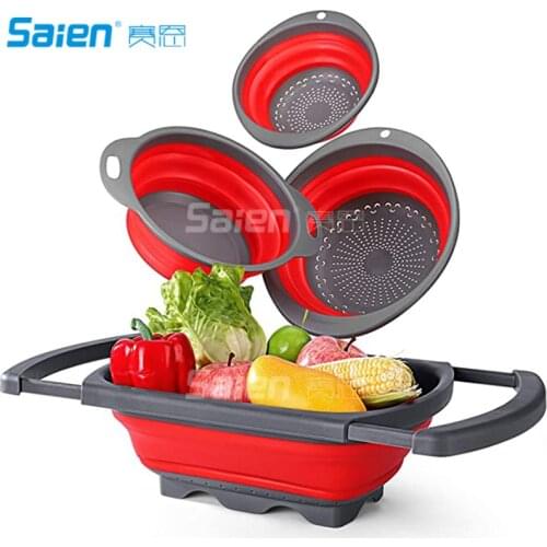 Colander Collapsible 11 pcs, Strainers and Colanders Over the Sink Vegetable/Fruit Colanders With Extendable Handles & Measuring