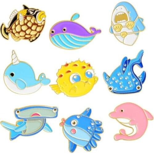 Cute Fish Badges Mini Brooches Lapel Pins Metal For Backpack Women Anime Badge Enamel Brooch Decorative Pin Jewelry On Clothes