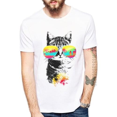 Cute Cat Breeze and cat Playing Drums T-shirts Men Summer Tops Tees Print Funny Animal T shirt Adult crew neck Fashion Tshirt