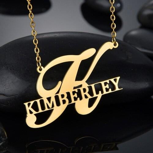 Customized Name Necklaces Personalized Big First Letters Stainless Steel Choker Necklace Men Women Party Birthday Jewelry Gifts