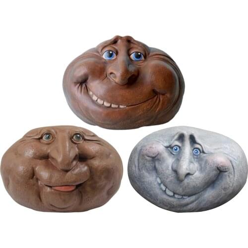 Rock Face Mystical Garden Stones Resin Funny Face Garden Rock Yard Art Sculptures for Indoors/Outdoors/Patio Porch Home Decor