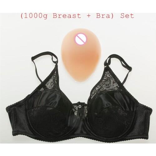 1000g/pair Classic Teardrop Silicone Breast+Sexy Pocket Bra Set D Cup For Shemale Transvestite Crossdresser Mastectomy
