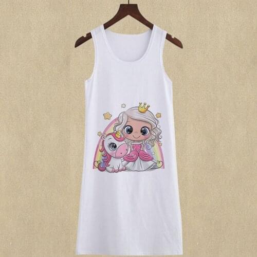 Girls Summer Comfortable Home Furnishing Interesting Casual Round Neck Sleeveless Nightdress Anime Can Little Girl Print Pattern