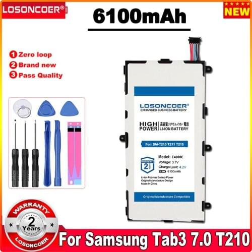 LOSONCOER 6100mAh T4000E Battery For Samsung Galaxy Tab 3 7.0'' SM-T210 T211 T215 T217 T2105 T217A SM-T210R P3210 P3200