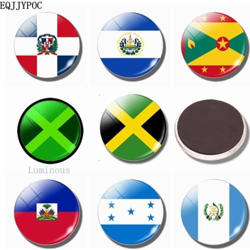 Luminous Flag Glass 30MM Refrigerator Magnet Dominica El Salvador Grenada Jamaica Haiti Honduras Guatemala Trinidad and Tobago