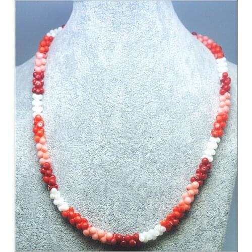 Fashion Sea Red coral Necklaces Chokers Short necklaces 4x8mm 17.5 inches length top quality ladies necklace wholesale price