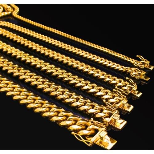 Cuban Link Chain Necklace For Men Woman Stainless Steel Necklace Gold Silver Color Male Hip Hop Rapper Choker colar Jewelry Gift