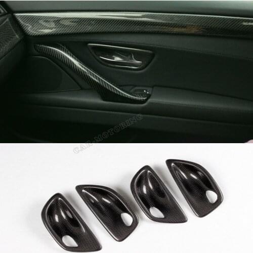 4PCS/SET Carbon Fiber Interior Door Bowl Cover trims for BMW 525i 528i 530i 5Series F10 LHD Left Hand Drive 2012-2015