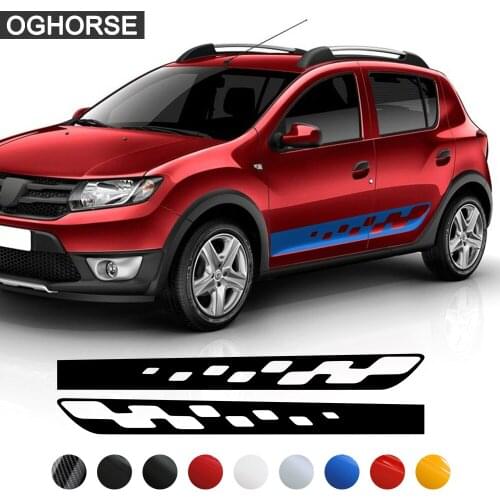 2 Pcs Car Door Side Stripes Skirt Sticker Racing Sport Body Vinyl Decal for Renault Dacia Sandero 2 Stepway RS Accessories