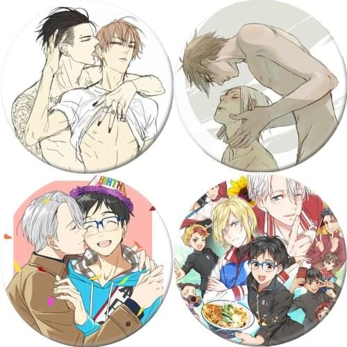 New Classic Anime YURI!!! on ICE Brooch Pins Breastpin Badge Cartoon Jewelry Student Schoolbag Women Handbag Accessories