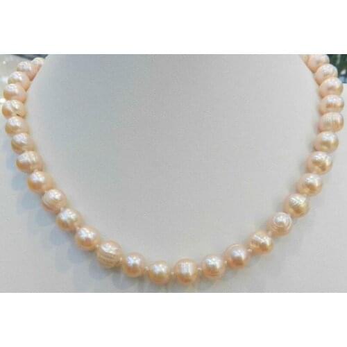 9x10mm pink real pearl choker necklace gold clasp natural Freshwater PEARL Women Jewelry 35cm 43cm 15'' 17
