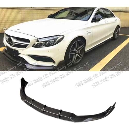 Real Carbon Fiber Front Bumper Lip Spoiler For Mercedes-Benz C Class W205 C63 C43 AMG C180 C200 C260 C300 Sedan 2015-2018