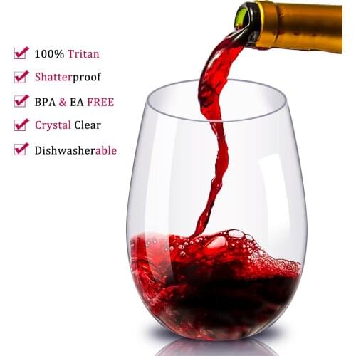 Tritan glass plastic whisky glass footless red wine glass 16oz cup set