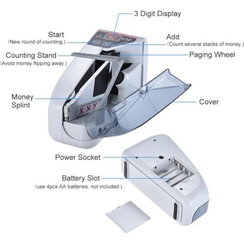 V30 Portable Counterfeit Money Counter Cash Note Cash Register Multinational Note Counting Machine Mini Currency Detector