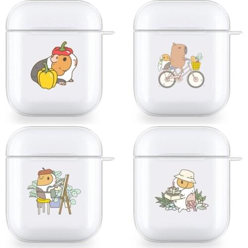 Funny Cartoon Guinea Pig Clear Cases For Apple Airpods 1 2 Earphone Bluetooth Wireless Cover For Airpods 2 1 Coque