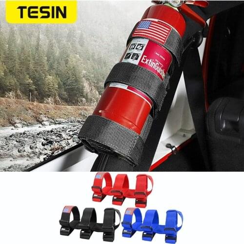 TESIN Adjustable Extinguisher Mount Strap Car Roll Bar Fire Extinguisher Holder for Jeep Wrangler TJ JK JL JT Car Accessories