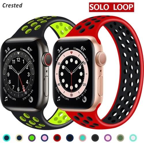 Solo Loop for Apple Watch Band 44mm 40mm 38mm 42mm Breathable Elastic Belt Silicone bracelet band iWatch Series 3 4 5 SE 6 Strap